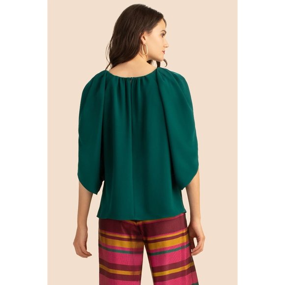 TRINA TURK Nora Cap-Sleeve Top - Spruce Green NWT - Picture 2 of 4